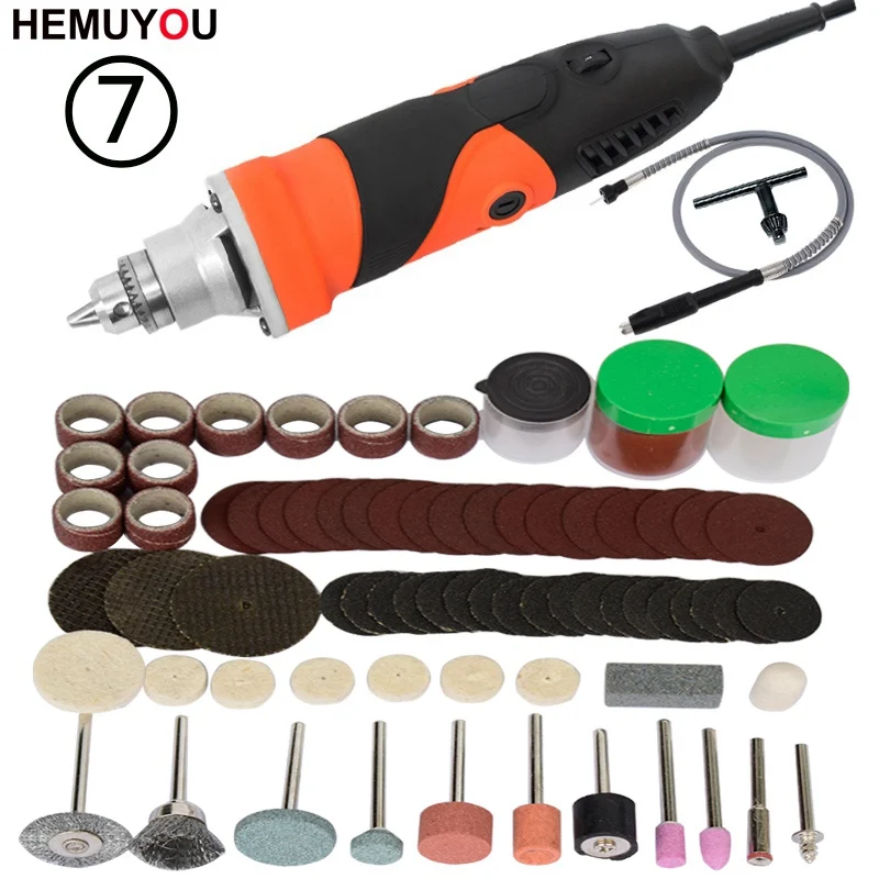SET 7 Dremel стильная мини-дрель 180 Вт/400 Вт полировальная машина с переменной скоростью роторный инструмент с 105 шт. аксессуары для электроинструментов - Цвет: SET 7