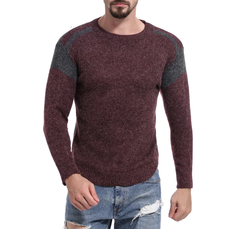 AIRGRACAIS, M-XL, зимний свитер с круглым вырезом, мужской кашемировый пуловер, мужской свитер, мужские вязаные свитера, мужские свитера, Джерси, Hombre - Цвет: Фиолетовый