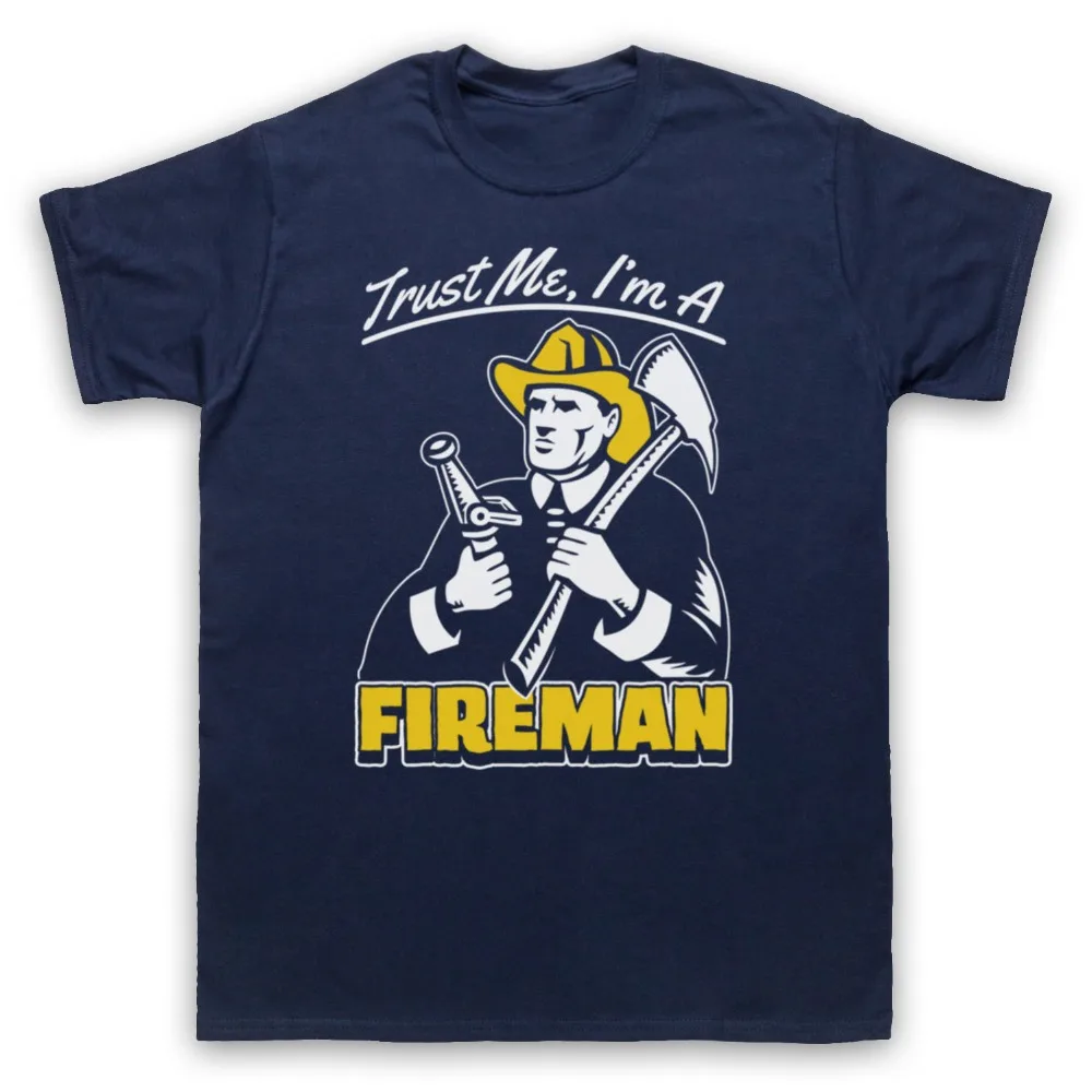 Летняя хлопковая футболка с коротким рукавом надпись TRUST ME A FIREMAN смешная для