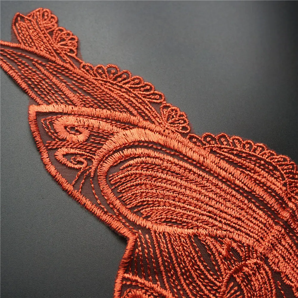 Оранжевая ткань Бабочка Аппликации отделка из сетки кружева вышивка свадебное