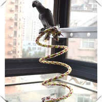 2meters rope coil perch swing with bell squirrel parrot toys parts for medium and large birds