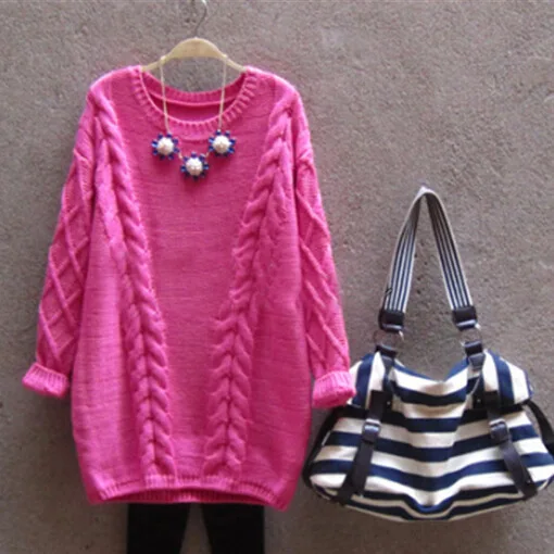 hot pink Свитер для беременных; Осенняя коллекция одежды для беременных; шерстяной пуловер; сезон осень-зима; теплые трикотажные толстовки; Одежда для беременных - Цвет: hot pink