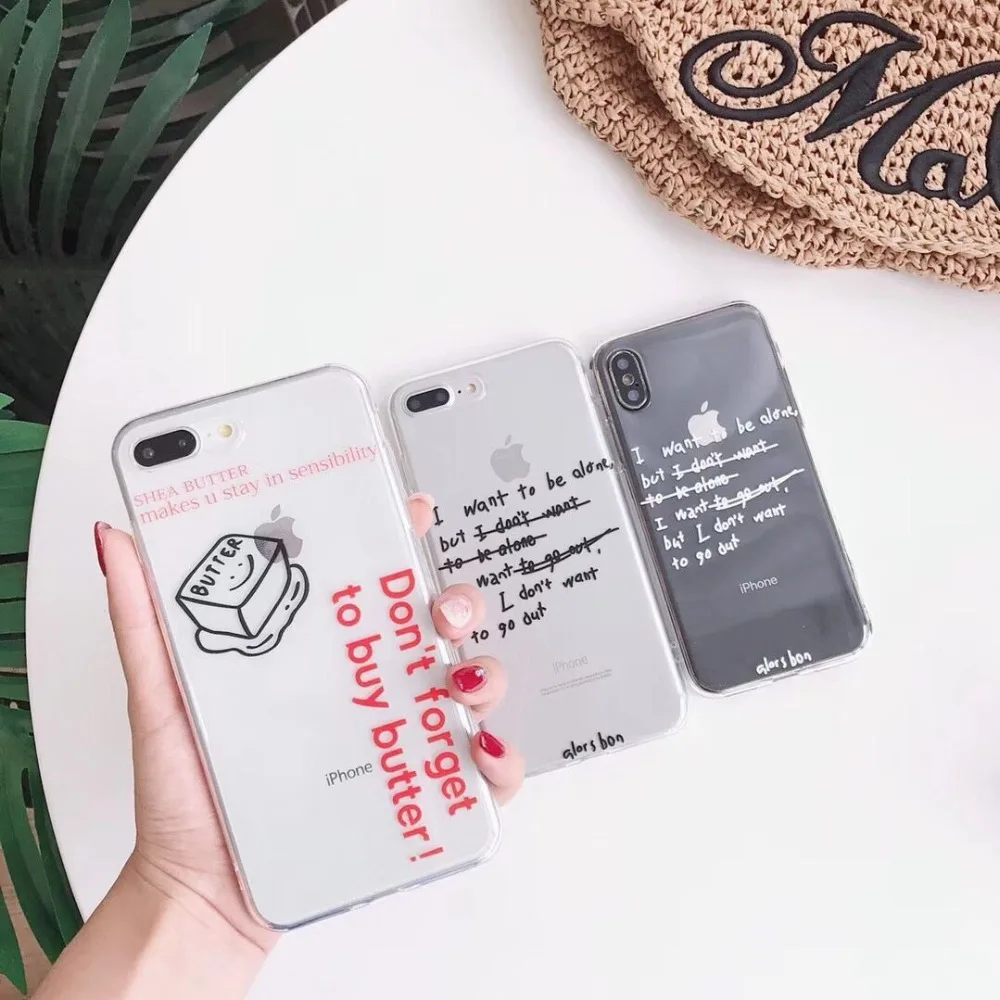ORYKSZ милый чехол для телефона с изображением сообщений iphone 7 8 X прозрачный мягкий