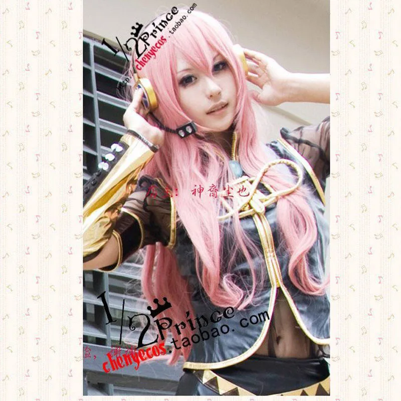 

VOCALOID Ruka 80cm Pink Wavy Long Synthetic Hair Cosplay Costume Wigs + Wig Cap