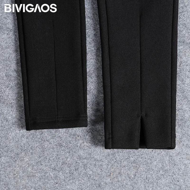 BIVIGAOS Новинка Модный сезон осень зима плотные бархатные черные брюки карандаш