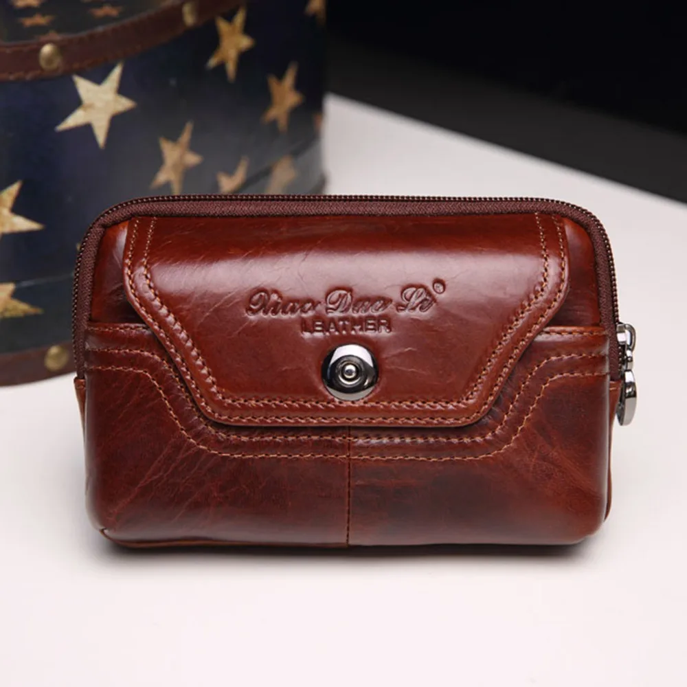 

High Quality Men Natural Skin Hip Bum Fanny Pack Travel Genuine Leather Coin Purse Mobile Phone Case Cover Skin Belt Waist Bag