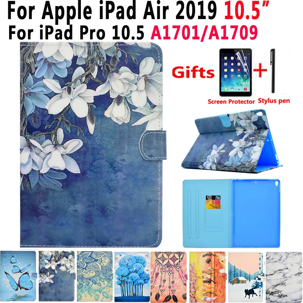 Ударопрочный кожаный смарт чехол для Apple iPad Air 2019 10 5 3 го поколения Pro 2017 A1701 A1709 Funda +