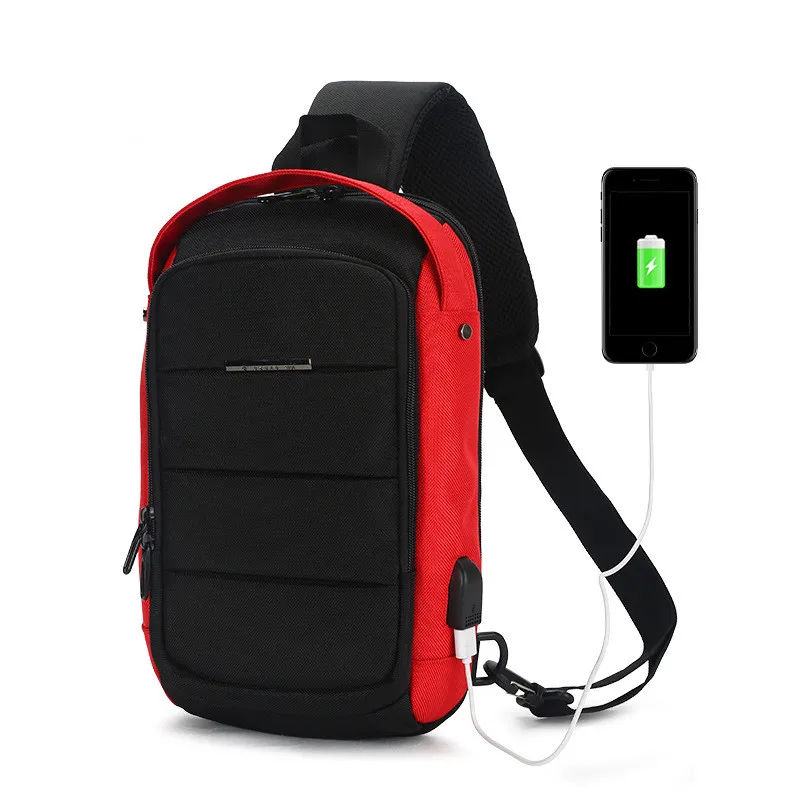 OZUKO, мужская сумка через плечо, зарядка через usb, многофункциональная нагрудная сумка, короткие походные мессенджеры, нагрудная сумка, водоотталкивающая сумка на плечо, мужская сумка