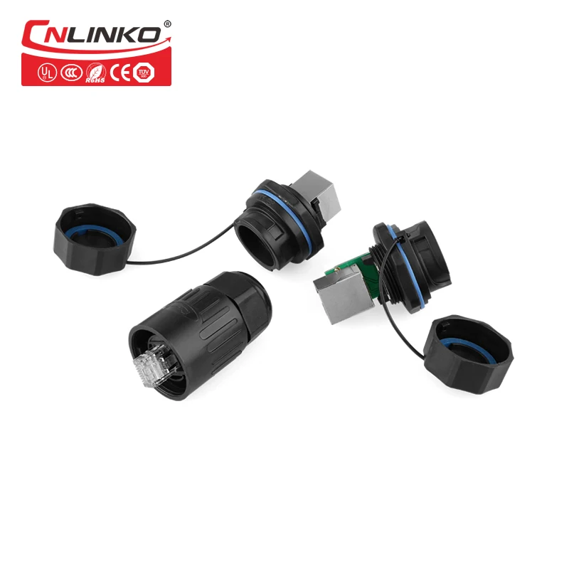 CNLINKO IP67 RJ45 разъем панель монтажная розетка водонепроницаемый 1/4 байонета и