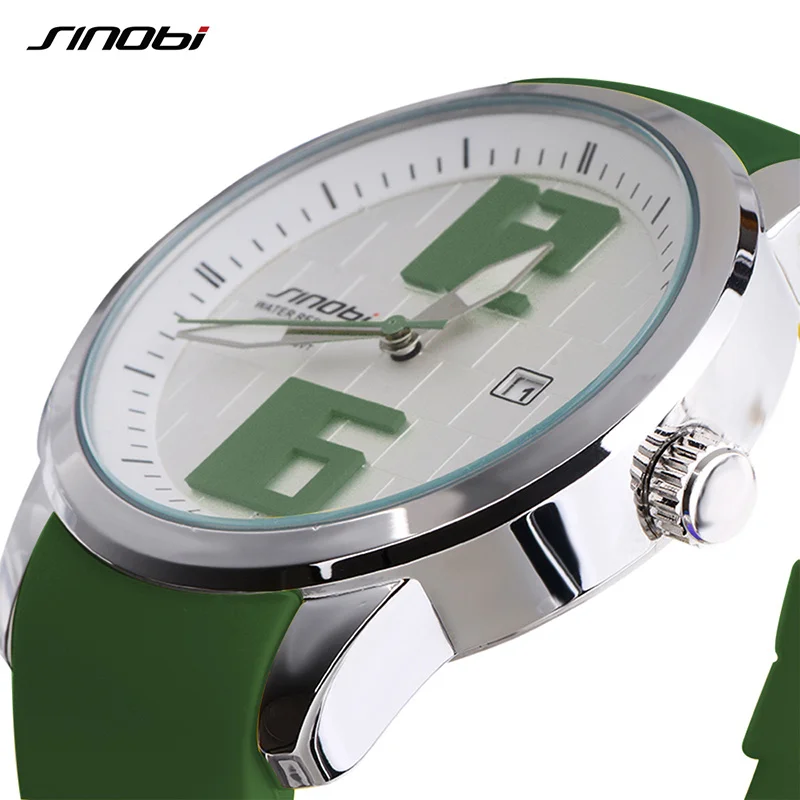 SINOBI Женские кварцевые часы модные спортивные водонепроницаемые силиконовые