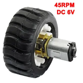 UXCELL(R) 1 шт. высокое качество 45 об/мин 6 в мотор редуктор N20 резиновое колесо для