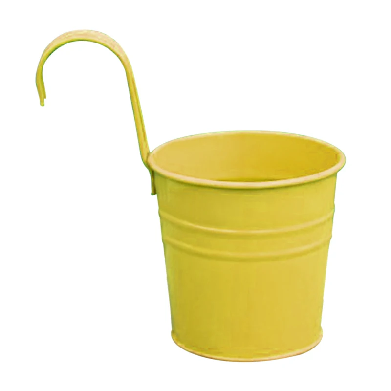 yellow 1 шт. металлические ведра для Крючки в виде цветов баррель балконные горшки садовый ящик для хранения украшения дома стеллаж для хранения - Color: yellow