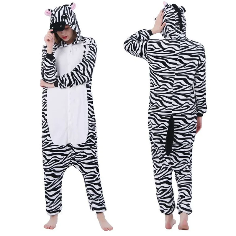 Kigurumi Zebra Pajamas Animal Party Cosplay Costume Flannel Onesies Game Cartoon Animal Sleepwear