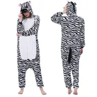 Пижама-кигуруми в виде зебры, комбинезон-Пижама с животными из мультфильмов, для вечевечерние, фланелевый костюм для косплея