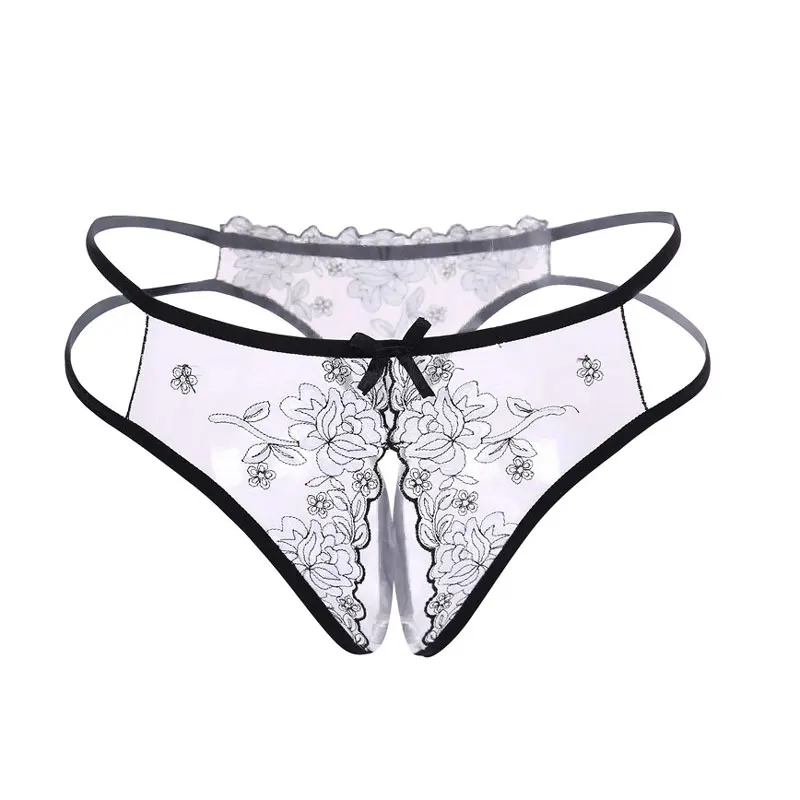 Нижнее белье женское прозрачные кружевные стринги с вышивкой|lace transparent
