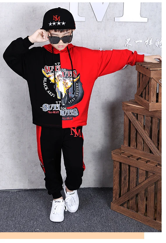 For 3-14 Years Kids 2 pieces Clothes Suits Children Cotton Clothing hiphop Streetwear Dance Set Sport Boys Girls Costumes