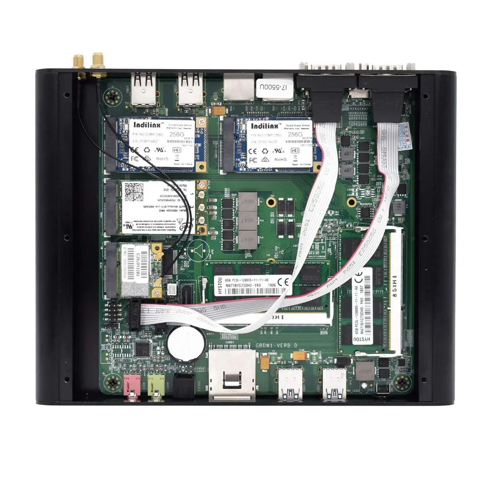 Настольный ПК безвентиляторный мини-ПК 2 RS232 COM поддержка DIY SSD Intel Core i7 5500U HD Graphics 5500