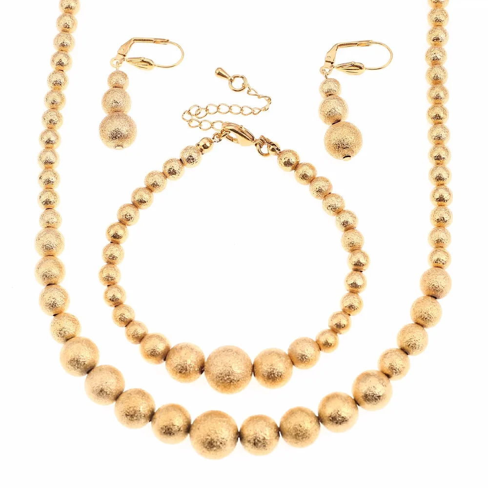 Ball Beaded Earrings Bracelet Set Jewelry Gold Bead Women Wedding for Arab African Ethiopian Indian | Украшения и аксессуары