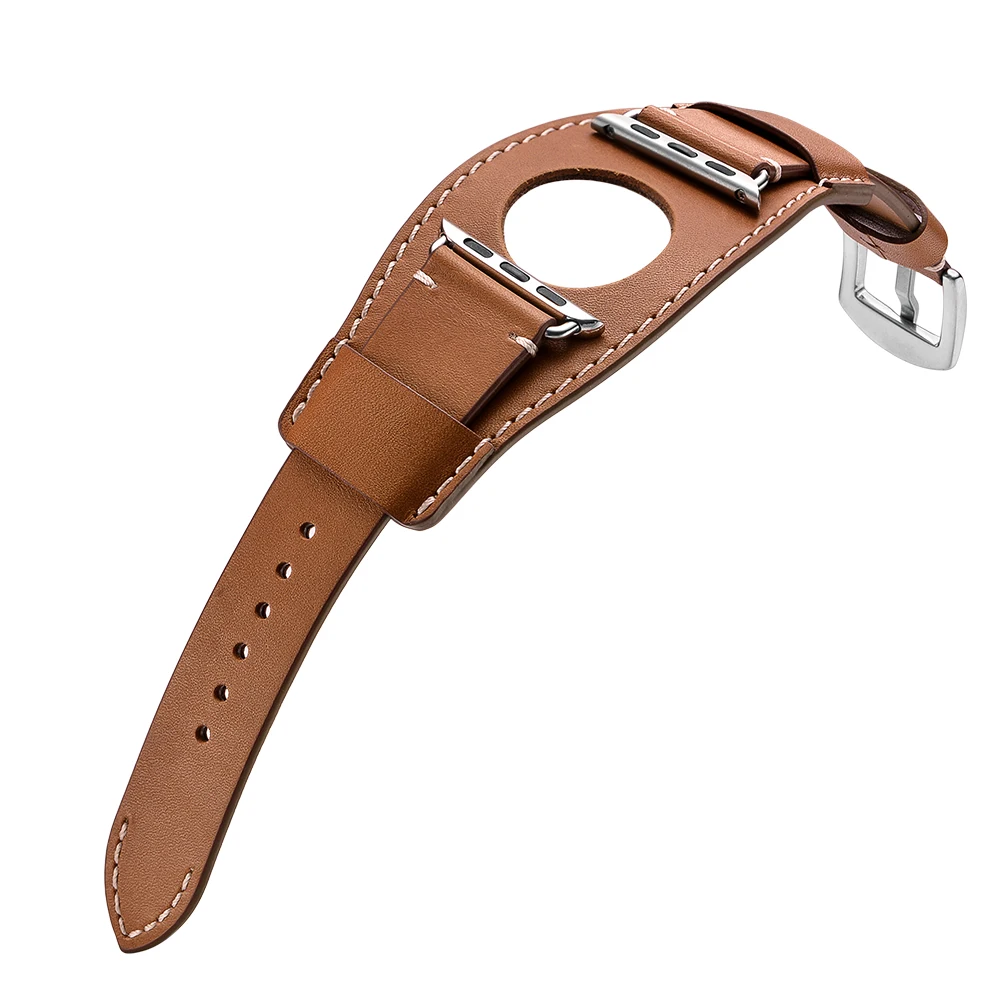Роскошный панк-браслет для Apple Watch 38 мм 42 мм ремешок из натуральной кожи для iWatch 40 мм 44 мм Серия 1 2 3 4 кожаный ремешок для часов