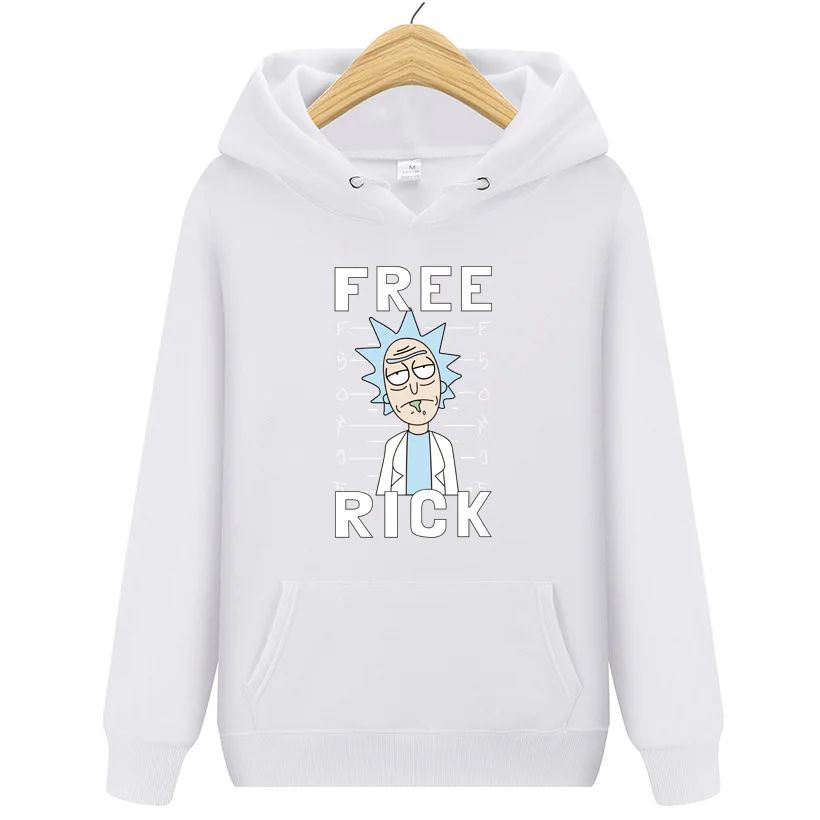 White Autumn Plus Velvet New Design Rick And Morty Cotton Hoodies Funny Print Fashion Hoodie Man Rick And Morty Casual Hoody - Цвет: White