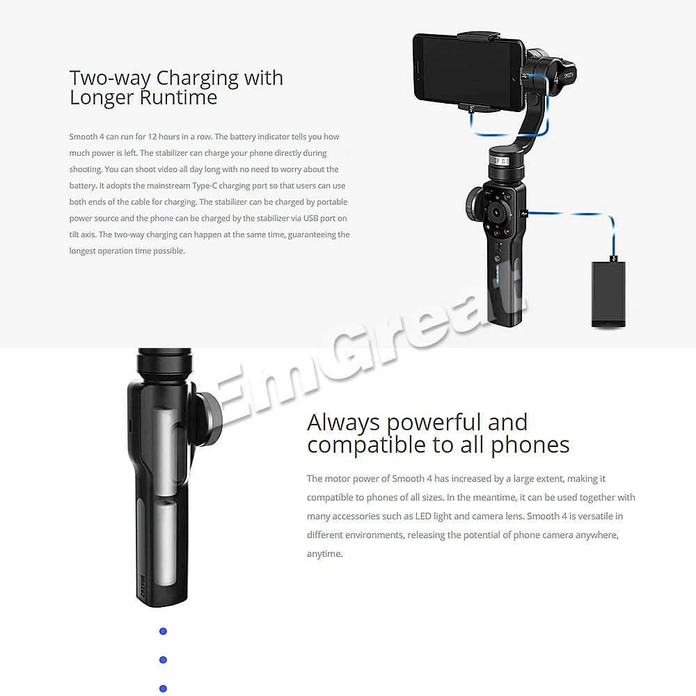 Zhiyun Smooth 4 Q 3-Axis Focus Pull& Zoom возможность ручного стабилизатора для iPhone XS X 8Plus 8 7P 7 6S samsung S9 S8