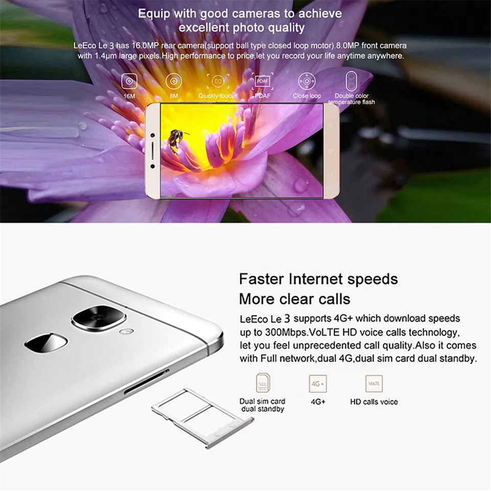 LeTV LeEco Le 2X520 3G ram 32G rom 4G FDD LTE мобильный телефон Snapdragon 652 Octa Core 5,5 дюймов FHD 16,0 мп отпечаток пальца