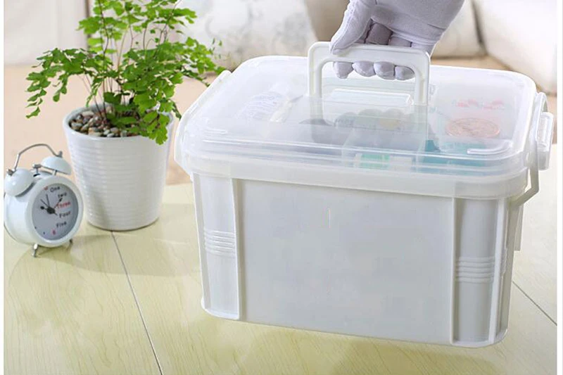 The box of the Red Cross first aid boxes plastic bin locker large medicine cabinet multilayer PCS household items | Красота и