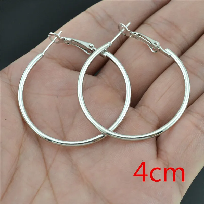silver earrings 4cm Большие маленькие круглые серьги-кольца для женщин, женская мода, фирменное розовое золото, черное кольцо, ювелирные изделия для ушей, для ночного клуба, DJ, женские серьги - Окраска металла: silver earrings 4cm