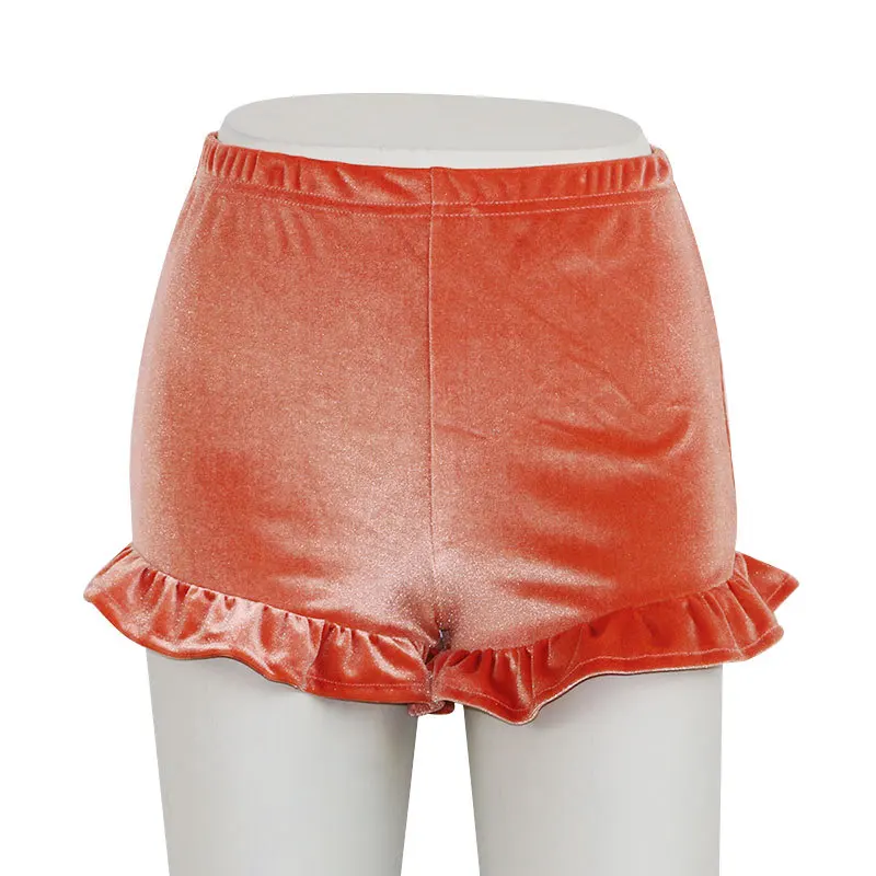 Женские весенние Мини-шорты с высокой талией вельветовые шорты оборками черные