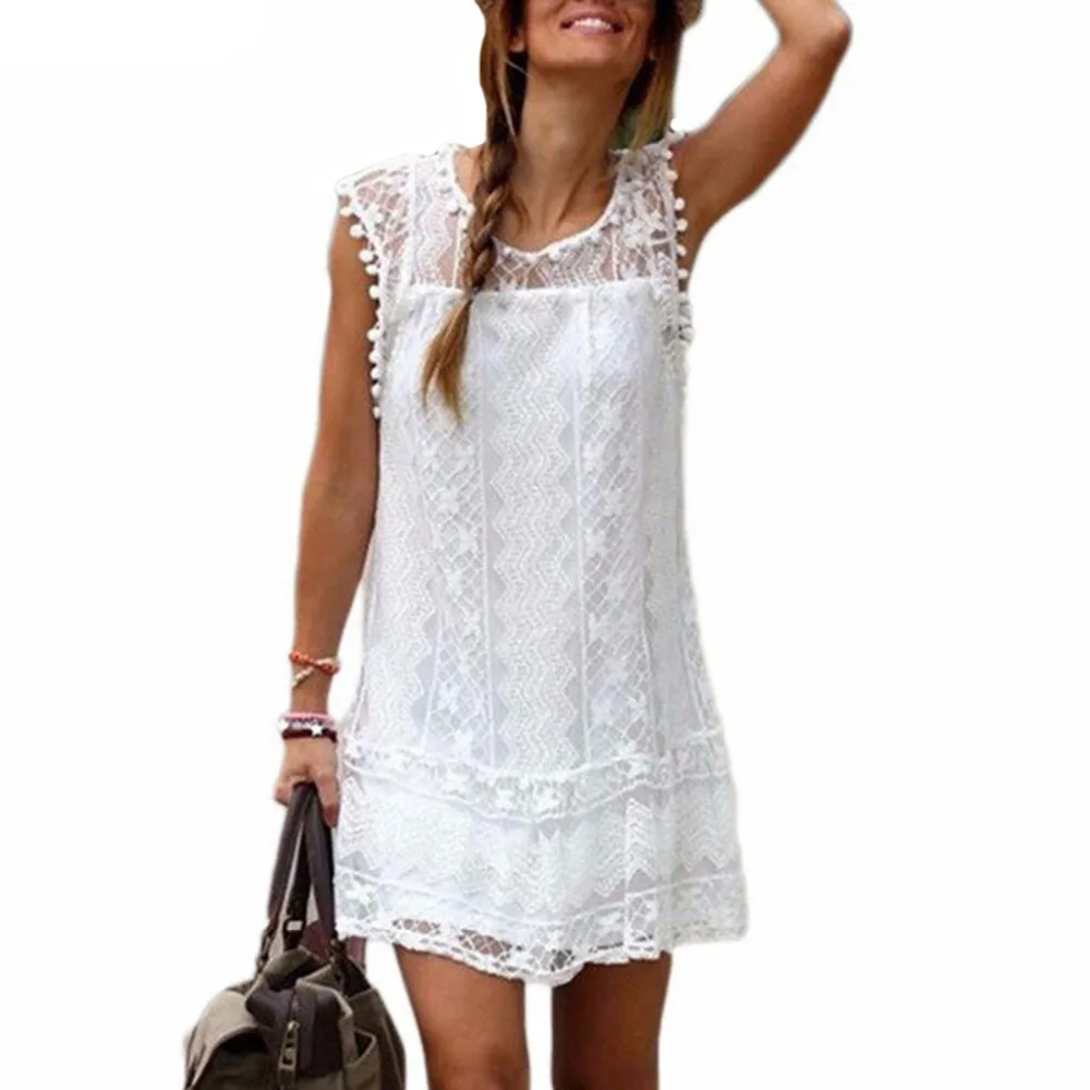 Летнее женское сексуальное пляжное платье повседневное вечернее без рукавов