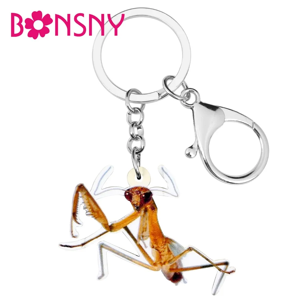 Bonsny акриловое кольцо для ключей с аниме Mantis Devil Horse Уникальные летние украшения