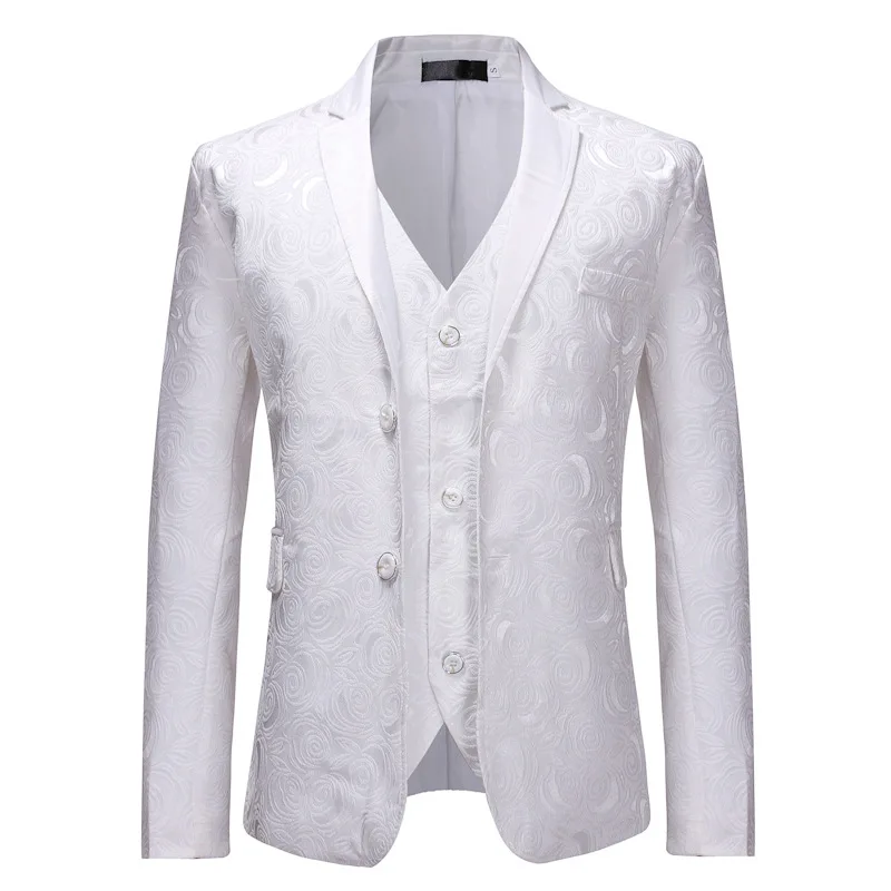 3 предмета белый жаккард Нарядные Костюмы для свадьбы Для мужчин 2021 Фирменная