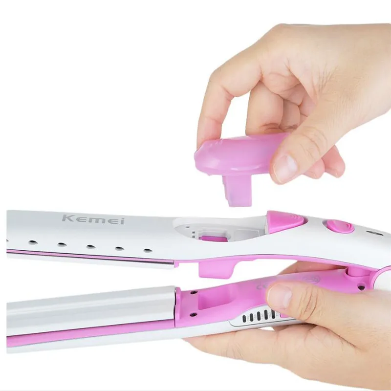 

Electric Steam Flat Iron Wand Hair Fast Heat Straightener Ceramic Coating Steampod Nano Water Straighter Hairstyle Salon Crimple