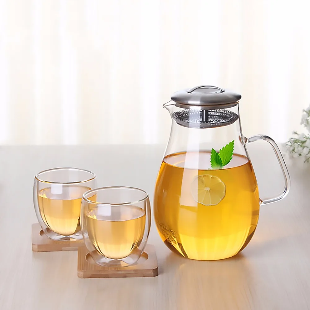 Термостойкий стеклянный чайник с крышкой из нержавеющей стали кувшин для