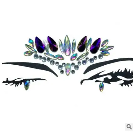 1pc dark purple Временные татуировки, украшения для лица, драгоценные камни, стразы, украшения, вечерние макияж, боди-арт, блестящий фестиваль, флеш-татуировки, наклейки для боди-арта - Цвет: 1pc dark purple