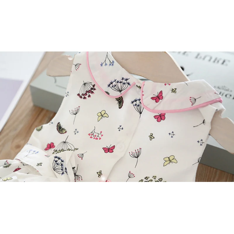 Girls Dresses 2020 Spring New Children's Clothing Sweet Doll Collar Dandelion Flower Print Sleeveless Simple Vest Dress | Детская