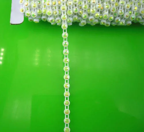 Diy SS12 желе AB смолы кристалл 3 мм Стразы Белый пластик чашка окантовка одежды Обувь Аппликация Свадебные цепочки 1 ярд - Цвет: lemon yellow AB