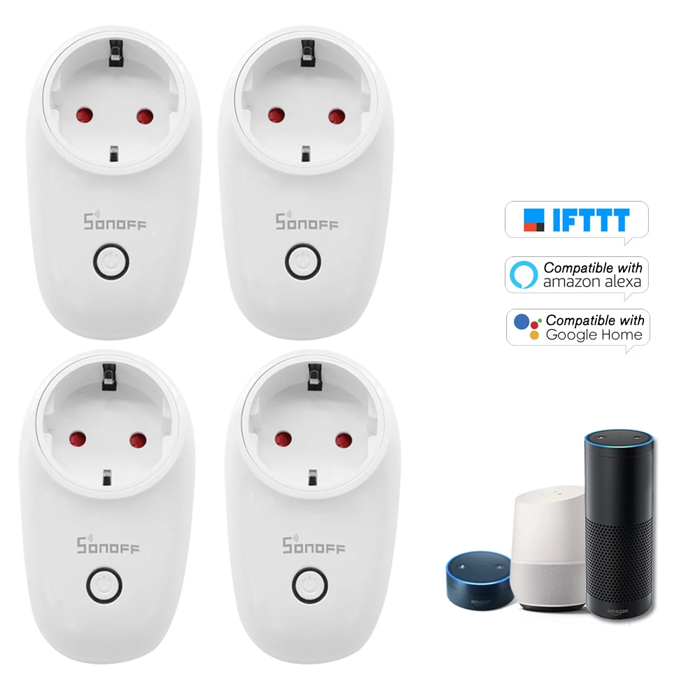 4PCS Type F 3 шт. SONOFF S26 ITEAD Wifi умная розетка беспроводной пульт дистанционного управления зарядный адаптер умный дом штекер US/UK/CN/AU/EU Тип E/F Alexa - Цвет: 4PCS Type F