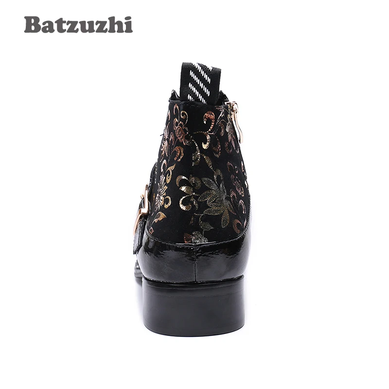 Batzuzhi рок с волнообразным краем zapatos de hombre Мужские ботинки до щиколотки черного