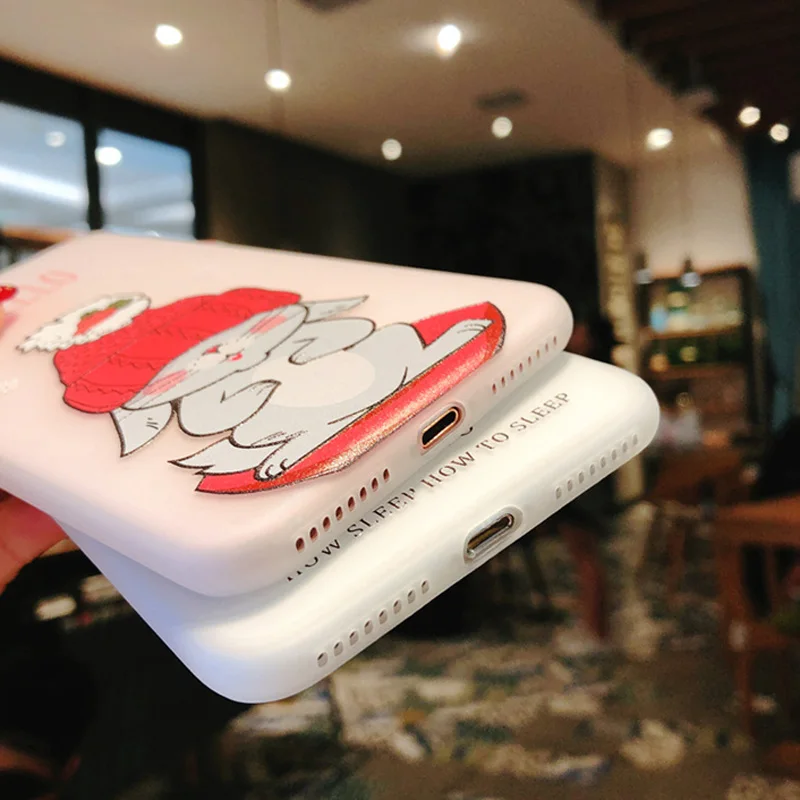 USLION 3D Relief Cartoon Case For iPhone XR XS MAX X 8 Plus Elephant Rabbit Soft Silicone Cover 7 6 6s Cases |