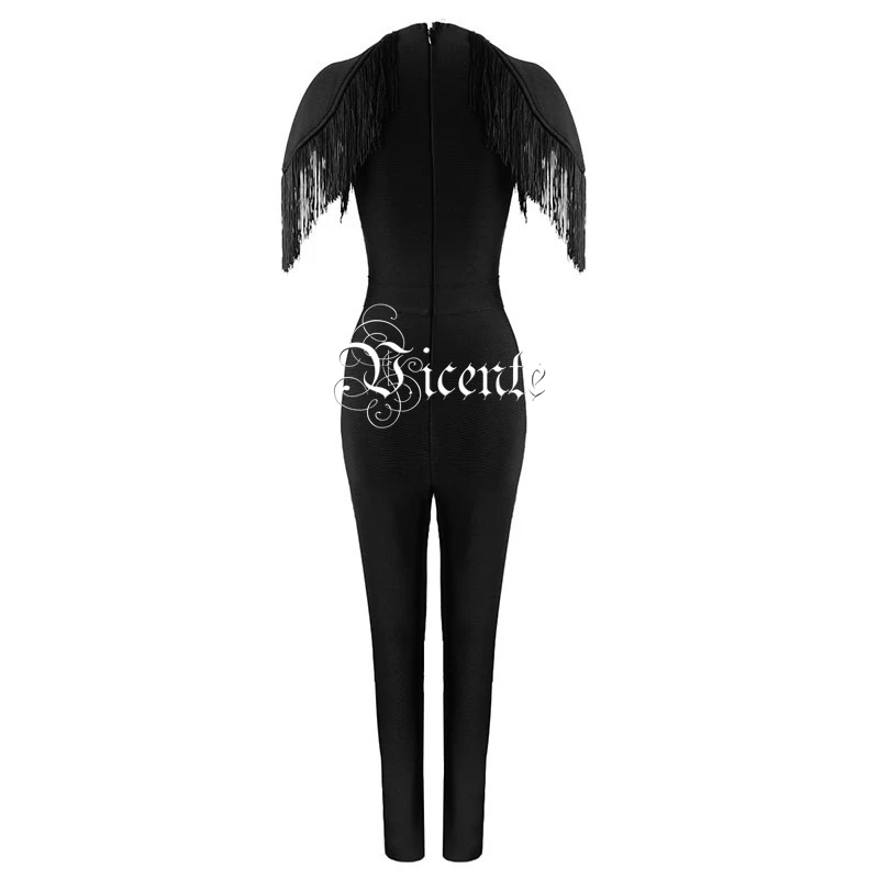 Vicente Горячая 2019 Новая мода Элегантный кисточки Украшенные Sexy Глубокий Vneck для