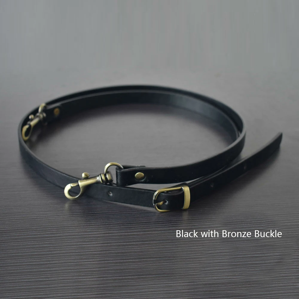 135CM Adjustable Leather Strap Handbag Shoulder Bag Belts Handmade Replacement Gold Buckle Bag Parts Accessories  Black