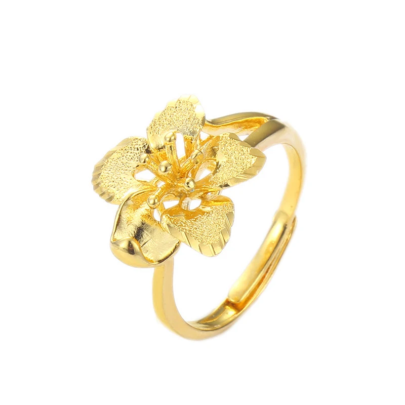 Для женщин Золотой Цвет цветок кольца регулируемые открытые Размеры кольцо на