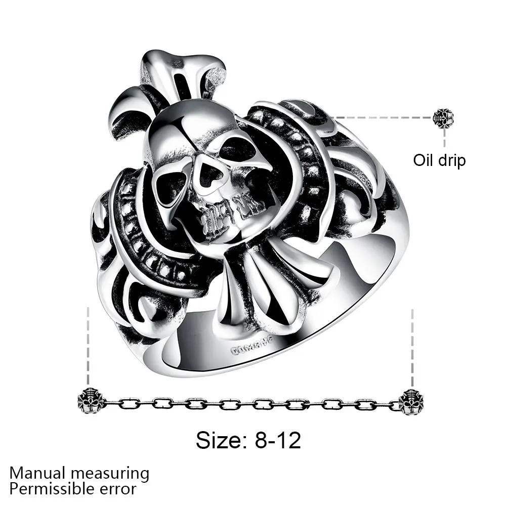 VALEN BELA Jewellery Retro Skull Rings 316L Stainless Steel Male Bague Homme Anillo Hombre Biker Ring Men JZ5464 | Украшения и