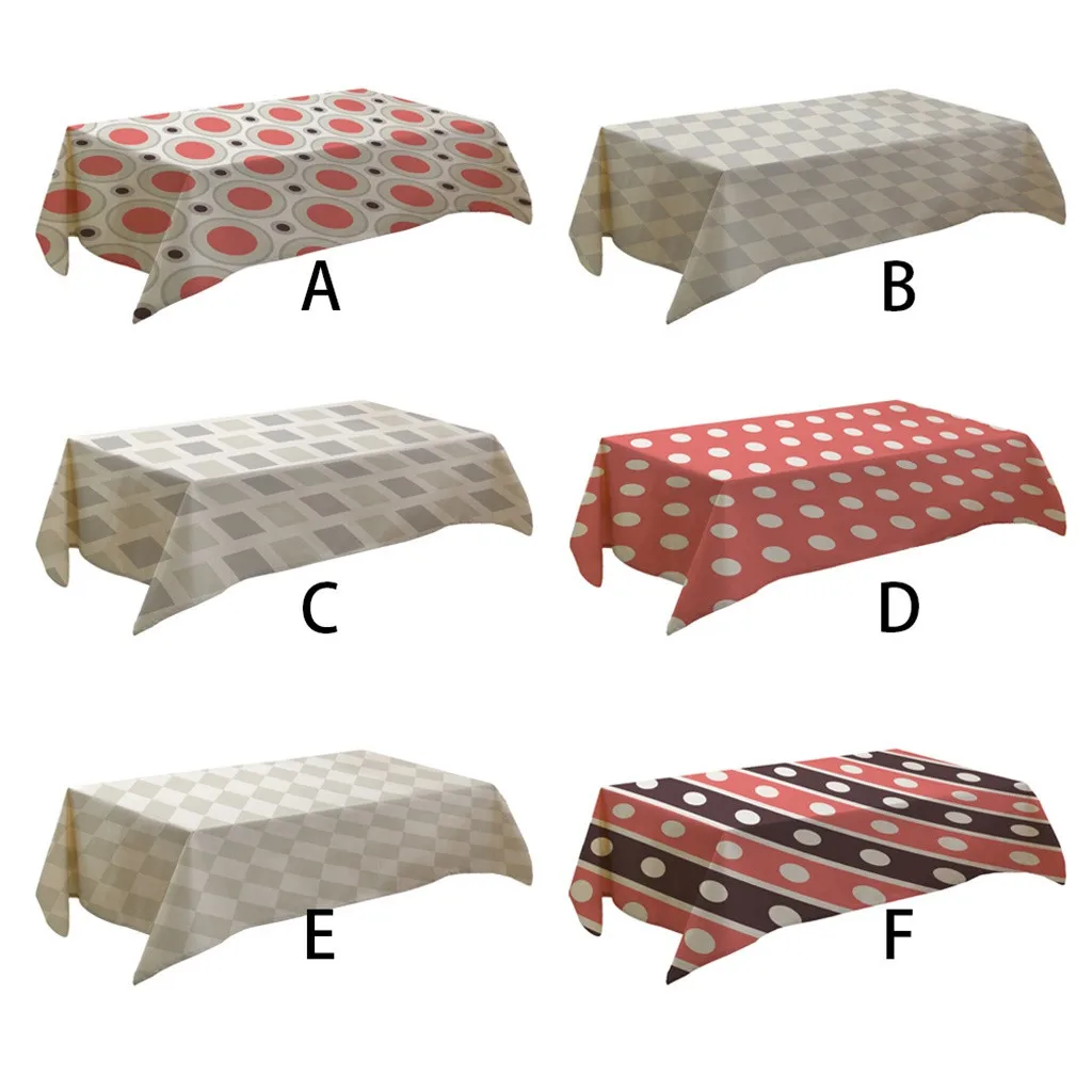 Настольная ткань с принтом в виде красных волн искусственная льняная смесь