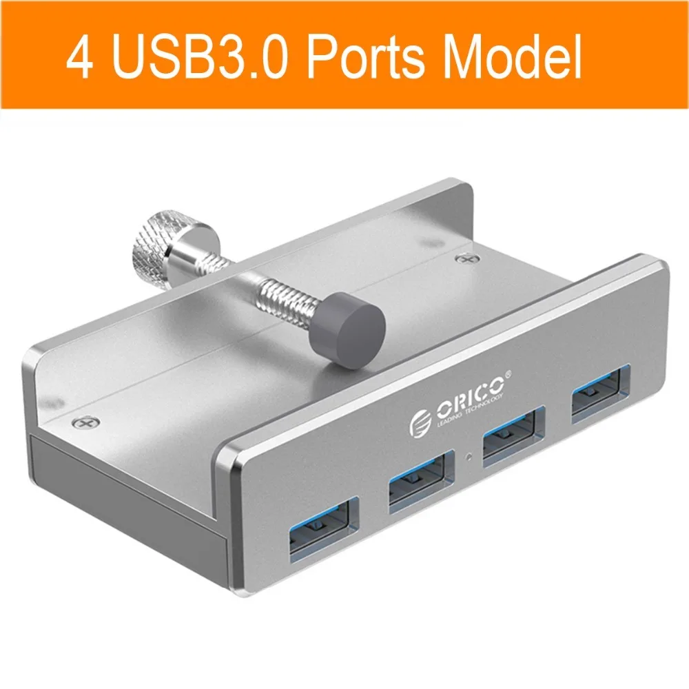 ORICO 4 порта USB разветвитель USB3.0 концентратор с USB портом питания зажим-Тип алюминиевый 5 Гбит/с для чтения карт ПК компьютер ноутбук