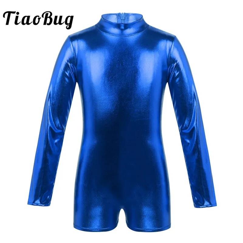 TiaoBug Детские Девушки блестящие металлические молния сзади с длинными рукавами