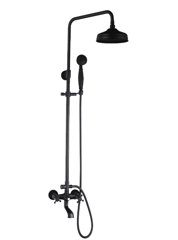 Shower set 1 Monite черный настенное крепление осадков 8 дюймов Круглая Насадки для душа 3 функции 2 ручки Ванная комната кран для ванны, душа комплект смесители - Цвет: Shower set 1