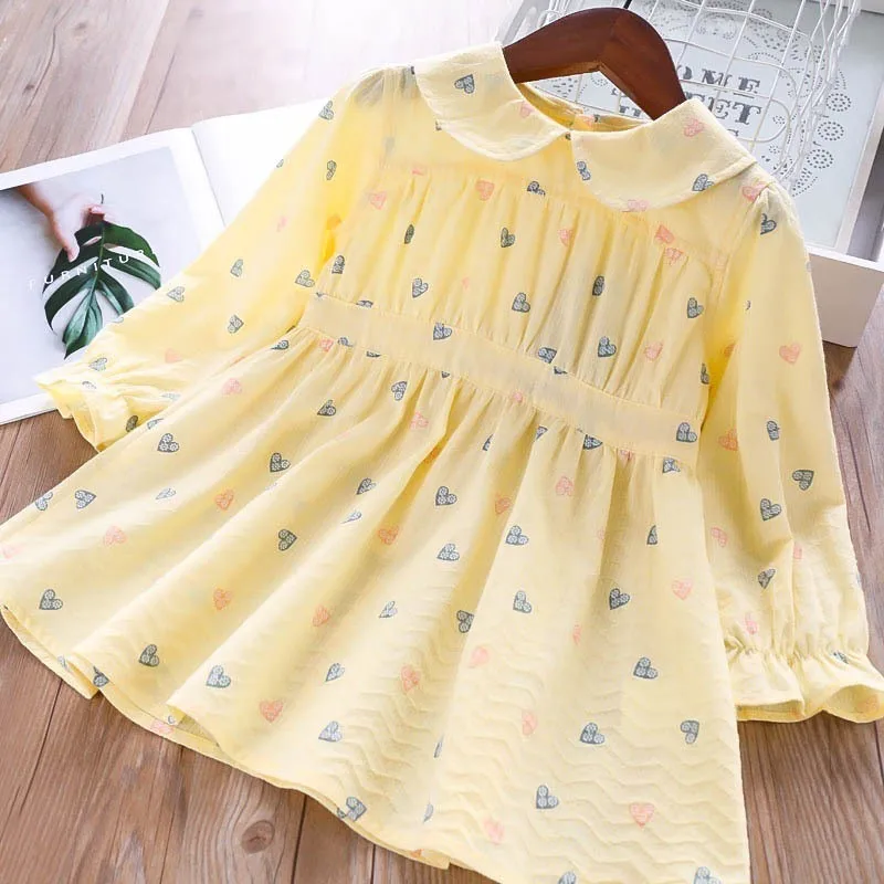 Платье с длинными рукавами для маленьких девочек белая розовая желтая одежда