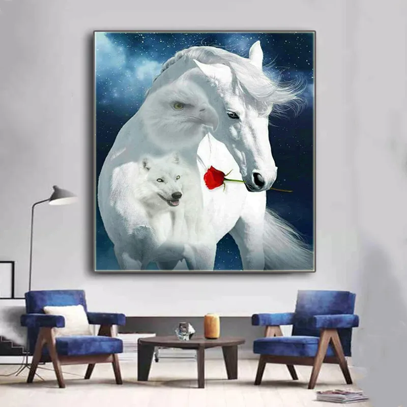 

Full Square/Round Drill 5D DIY Diamond Painting "Animal Horse Wolf" 3D Embroidery Cross Stitch Mosaic Home Decor